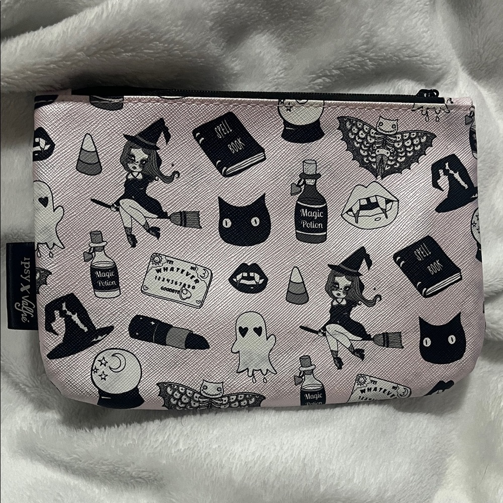 ipsy Black and Pink Mystical Cosmetic Bag